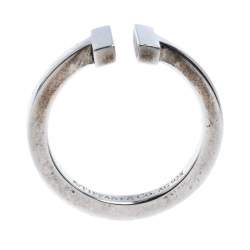 Pre Owned Tiffany T Square Silver Open Ring Size 56