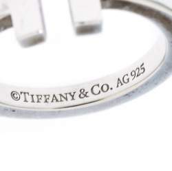 Pre Owned Tiffany T Square Silver Open Ring Size 56