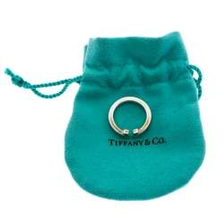Pre Owned Tiffany T Square Silver Open Ring Size 56