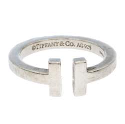 Pre Owned Tiffany & Co. Sterling Silver T Square Open Ring Size 56