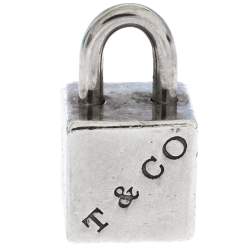 Pre Owned Tiffany & Co. 1837 Square Cube Padlock Silver Pendant Charm