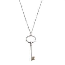Pre Owned Tiffany & Co. Oval Key Silver Pendant Necklace