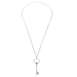 Pre Owned Tiffany & Co. Oval Key Silver Pendant Necklace
