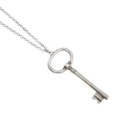 Pre Owned Tiffany & Co. Oval Key Silver Pendant Necklace