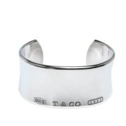 Pre Owned TIFFANY & CO. 1837 Silver Wide Cuff Bracelet