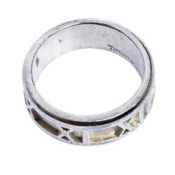 Pre Owned Tiffany & Co. Atlas Roman Numeral Motif Silver Band Ring 51