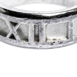 Pre Owned Tiffany & Co. Atlas Roman Numeral Motif Silver Band Ring 51