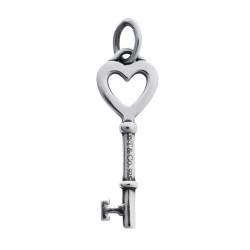 Pre Owned Tiffany & Co. Heart Key Silver Pendant