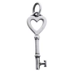 Pre Owned Tiffany & Co. Heart Key Silver Pendant