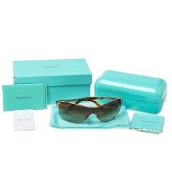 Pre Owned Tiffany & Co. Gold & Havana/ Brown Gradient TF3035 Shield Sunglasses