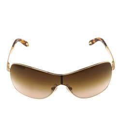 Pre Owned Tiffany & Co. Gold & Havana/ Brown Gradient TF3035 Shield Sunglasses