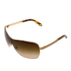 Pre Owned Tiffany & Co. Gold & Havana/ Brown Gradient TF3035 Shield Sunglasses