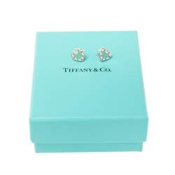Pre Owned Tiffany & Co. Return to Tiffany Enamel Love Heart Silver Stud Earrings