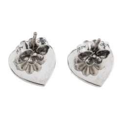 Pre Owned Tiffany & Co. Return to Tiffany Enamel Love Heart Silver Stud Earrings