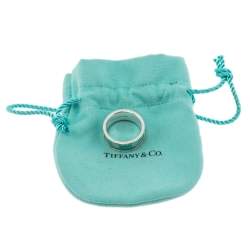 Pre Owned Tiffany & Co. Return to Tiffany Enamel Love Heart Silver Ring Size 56