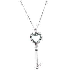 Pre Owned Tiffany & Co. Tiffany Keys Beaded Heart Key Silver Pendant Necklace