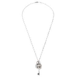 Pre Owned Tiffany & Co. Key & Lock Charm Silver Pendant Necklace