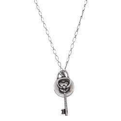 Pre Owned Tiffany & Co. Key & Lock Charm Silver Pendant Necklace
