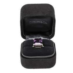 Pre Owned Tiffany & Co. Sparklers Amethyst Silver Cocktail Ring 56