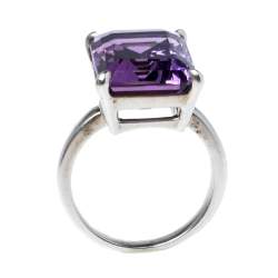 Pre Owned Tiffany & Co. Sparklers Amethyst Silver Cocktail Ring 56