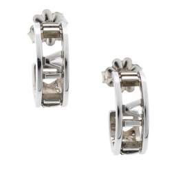 Pre Owned Tiffany & Co. Atlas Roman Numeric Silver Hoop Earrings