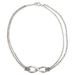 Pre Owned Tiffany & Co. Infinity Silver Double Strand Chain Link Bracelet
