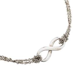 Pre Owned Tiffany & Co. Infinity Silver Double Strand Chain Link Bracelet