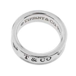 Pre Owned Tiffany & Co. 1837 Silver Band Ring Size 54