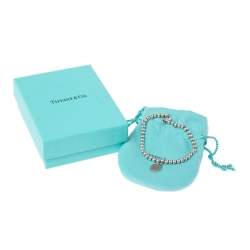 Pre Owned Tiffany & Co. Return to Tiffany Heart Tag Silver Beads Bracelet