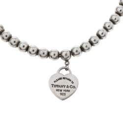 Pre Owned Tiffany & Co. Return to Tiffany Heart Tag Silver Beads Bracelet