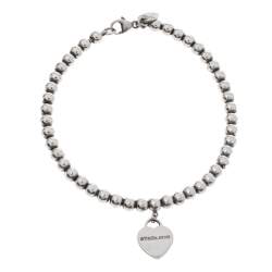 Pre Owned Tiffany & Co. Return to Tiffany Heart Tag Silver Beads Bracelet