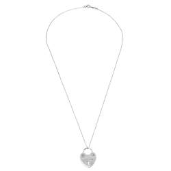 Pre Owned Tiffany & Co. Heart Lock Charm Silver Pendant Necklace