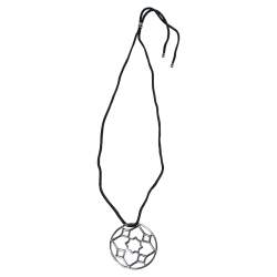 Pre Owned Tiffany & Co. Zellige Openwork Silver Round Pendant Cord Necklace