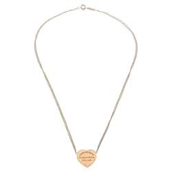 Pre Owned Tiffany & Co. Return To Tiffany Rubedo Heart Tag Silver Chain Necklace