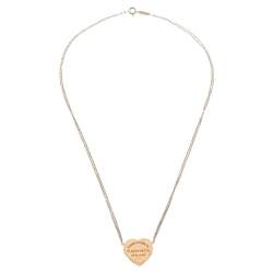 Pre Owned Tiffany & Co. Return To Tiffany Rubedo Heart Tag Silver Chain Necklace