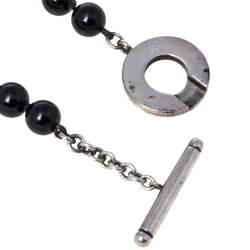 Pre Owned Tiffany & Co. Sterling Silver Onyx Bead Bracelet