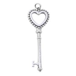 Pre Owned Tiffany & Co. Enamel Beaded Heart Key Silver Pendant