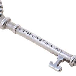 Pre Owned Tiffany & Co. Enamel Beaded Heart Key Silver Pendant