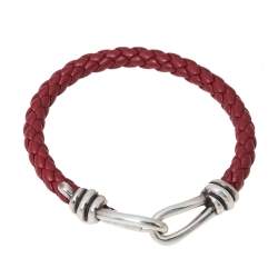 Pre Owned Tiffany & Co. Paloma Picasso Silver Knot Single Braid Leather Wrap Bracelet