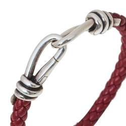 Pre Owned Tiffany & Co. Paloma Picasso Silver Knot Single Braid Leather Wrap Bracelet