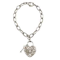 Tiffany & Co. Sterling Silver Filigree Heart & Lock Charm Bracelet