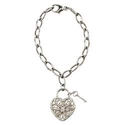 Tiffany & Co. Sterling Silver Filigree Heart & Lock Charm Bracelet