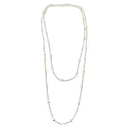 Pre Owned Tiffany & Co. Cream Pearl Sterling Silver Long Necklace