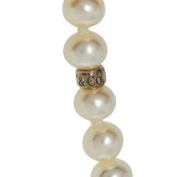 Pre Owned Tiffany & Co. Cream Pearl Sterling Silver Long Necklace