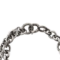 Pre Owned Tiffany & Co. Sterling Silver Double Chain Heart Tag Bracelet