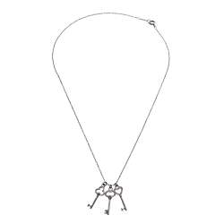 Pre Owned Tiffany & Co. Sterling Silver Mini Triple Key Pendant Necklace