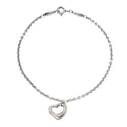 Pre Owned Tiffany & Co. Elsa Peretti Open Heart Sterling Silver Bracelet