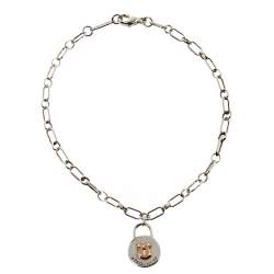 Pre Owned Tiffany & Co. Silver 18K Rose Gold Round Lock Charm Bracelet