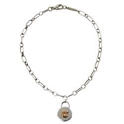 Pre Owned Tiffany & Co. Silver 18K Rose Gold Round Lock Charm Bracelet