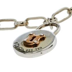 Pre Owned Tiffany & Co. Silver 18K Rose Gold Round Lock Charm Bracelet